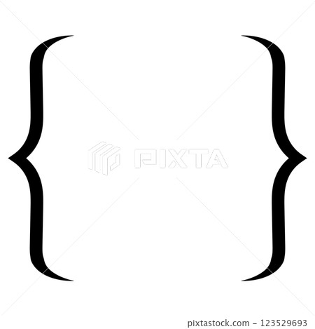 Sleek Black Curly Braces Geometric Symbol in Minimalist Design 123529693