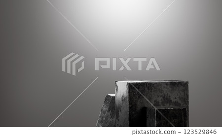Empty dark stone podium for product display on gradient background modern presentation sleek minimalist design showcasing items clean lines stylish setting 123529846