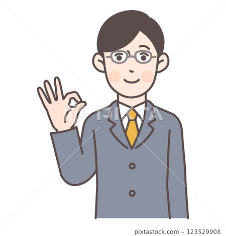 商人做出 OK 手勢 1 商人做出 OK 手勢 1 123529908