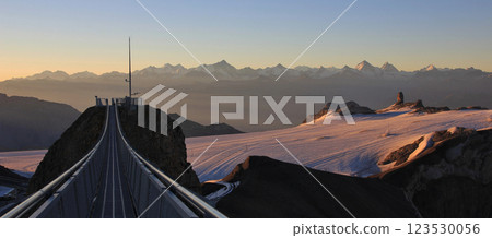 Sunrise view from Glacier 3000, Switzerland. Sunrise view from Glacier 3000, Switzerland. 123530056