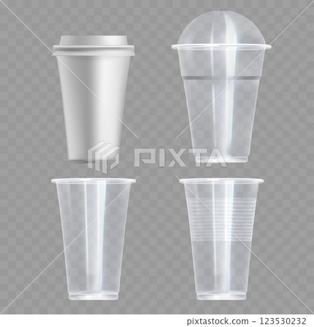 Transparent Plastic Cups Set Realistic Mockup Collection Vector Transparent Plastic Cups Set Realistic Mockup Collection Vector 123530232