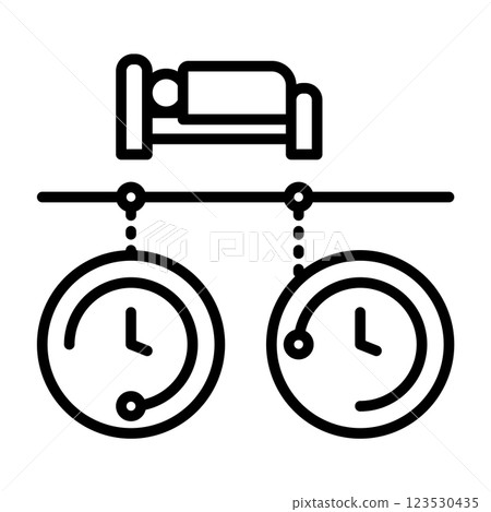Image icon of an interval between shifts. There is a bed between working hours. Image icon of an interval between shifts. There is a bed between working hours. 123530435