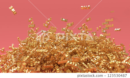 Sale period material, golden sale text piled up rendering CG background Sale period material, golden sale text piled up rendering CG background 123530487