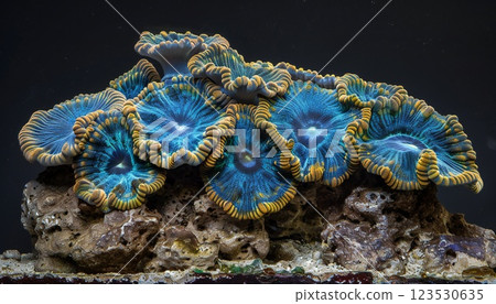 Genuine blue Pavona coral from the ocean reef 123530635