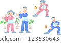 Illustration of a senior couple doing flexibility exercises 123530643