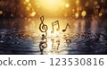 Generative AI sound symbol_Background_Musical note_Wave_Illustration 123530816