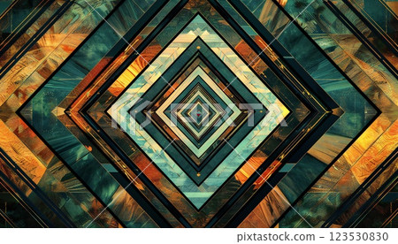A geometric and symmetrical artwork, inspired by the Art Deco style 123530830