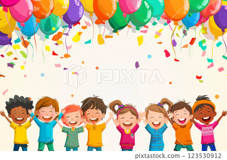 children's day concept on web background. Generative AI children's day concept on web background. Generative AI 123530912