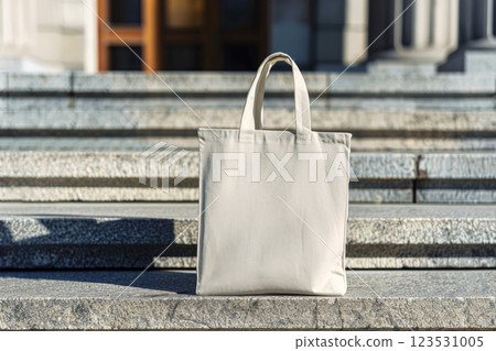 Eco Friendly White Color Fashion Canvas Tote Bag for mock up. Generative Ai. 123531005