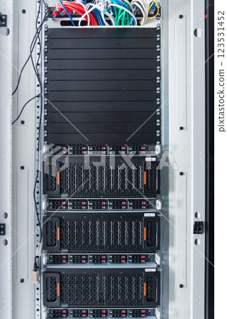 Array of data storage hard drives in internet data center 123531452