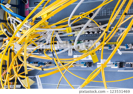 optical cables connected to internet service provider data switc optical cables connected to internet service provider data switc 123531469