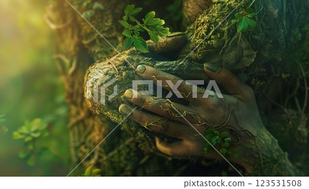 Embracing Nature. A visual drawn from nature's elements 123531508