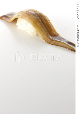 白色背景下拍攝的一張海鰻壽司 白色背景下拍攝的一張海鰻壽司 123531647