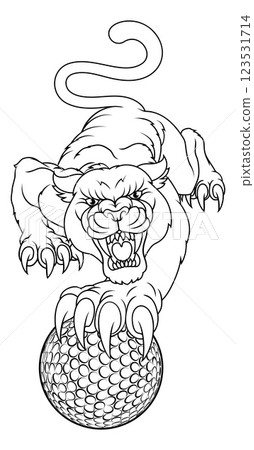 Black Panther Leopard Golf Sports Team Mascot Black Panther Leopard Golf Sports Team Mascot 123531714