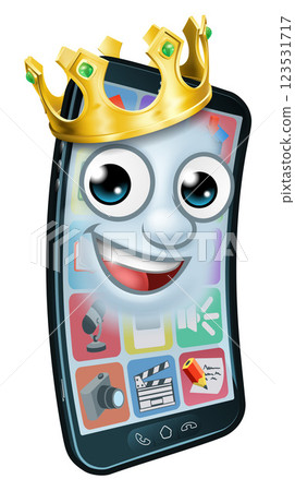 Mobile Phone King Crown Cartoon Mascot 123531717