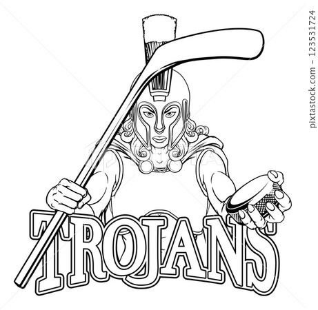 Trojan Woman Ice Hockey Sports Team Mascot 123531724