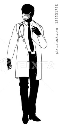 Doctor Man and Clipboard Medical Silhouette Person 123531728