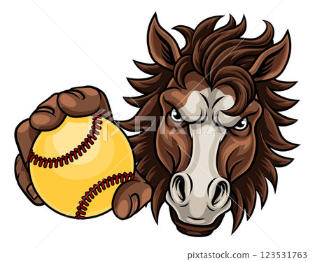 Horse Mustang Stallion Softball Sports Team Mascot Horse Mustang Stallion Softball Sports Team Mascot 123531763
