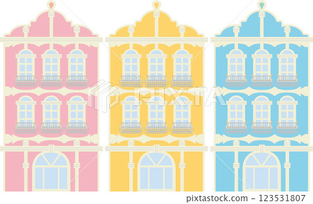 色彩繽紛的西式建築 色彩繽紛的西式建築 123531807