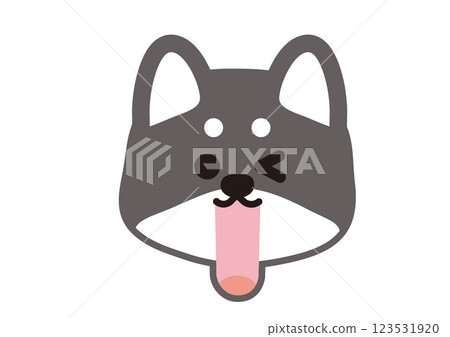 一隻黑色柴犬興奮地眨眼的簡單插圖 123531920