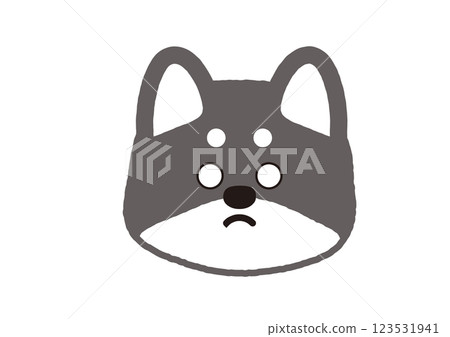 A simple illustration of a slightly angry black Shiba Inu 123531941