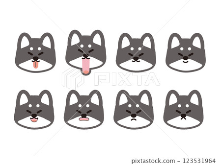 可愛的黑色柴犬不滿的面部表情插圖集 123531964