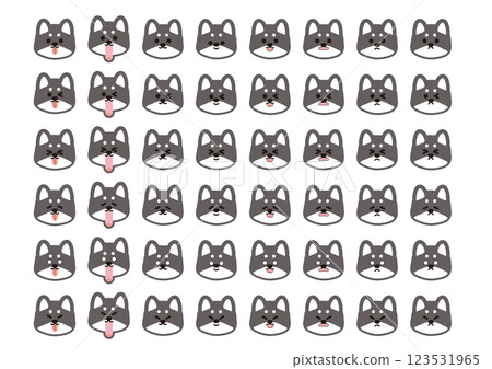 可愛的黑色柴犬臉部表情插圖集 可愛的黑色柴犬臉部表情插圖集 123531965