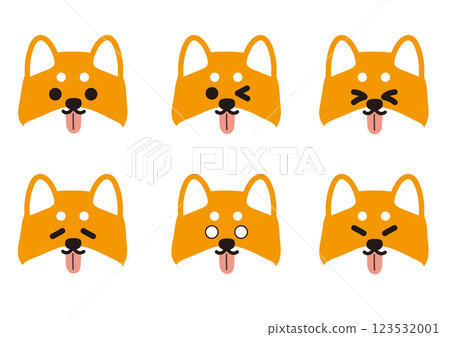 可愛的柴犬吐舌頭臉部表情插圖集 123532001