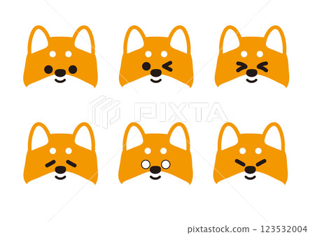 可愛的柴犬微笑臉部表情插圖集 可愛的柴犬微笑臉部表情插圖集 123532004