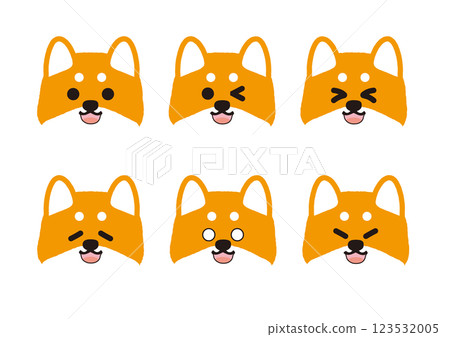 可愛的柴犬面部表情插圖集與微笑的嘴 123532005