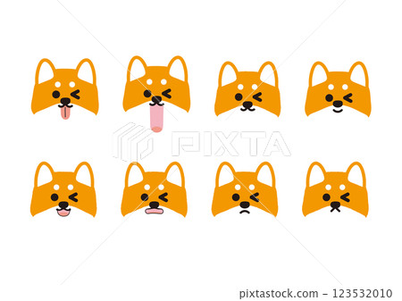 Cute Shiba Inu facial expression illustration set Cute Shiba Inu facial expression illustration set 123532010