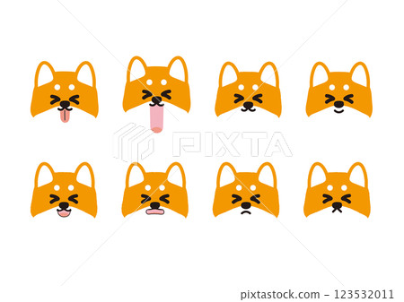 可愛的柴犬快樂的面部表情插圖集 123532011