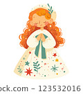 Cute girl with long wavy hair, wearing a white cap 123532016