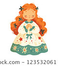 Sweet little girl, spring. Illustration on a white background 123532061