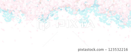 柔軟的櫻花和藍天的水平向量插圖 123532216