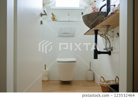 Home Toilet Interior with Contemporary Design in Modern Apartment Home Toilet Interior with Contemporary Design in Modern Apartment 123532464
