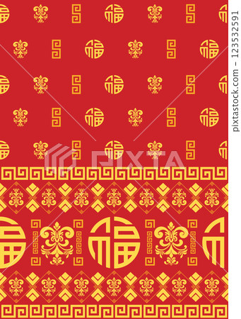 Chinese pattern oriental for New Year on red color background, vector illustration Chinese pattern oriental for New Year on red color background, vector illustration 123532591