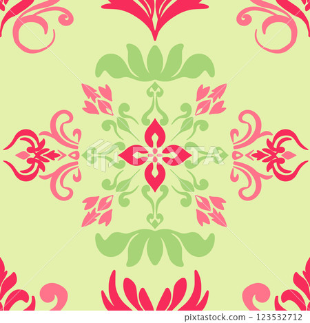 Timeless Damask seamless pattern, a vector illustration for elegant and refined textile designs Timeless Damask seamless pattern, a vector illustration for elegant and refined textile designs 123532712