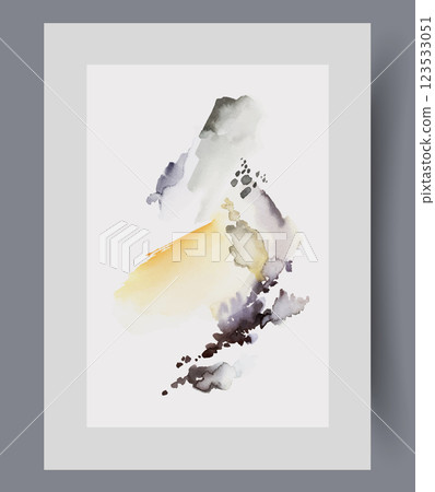 Chaotic abstract strokes on composition symbolizing lack of order on wall art. Watercolor artwork 123533051