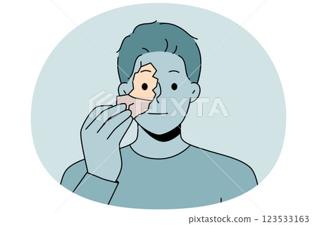 Man tears off fragment of own face to change shell and get rid of psychological problems 123533163