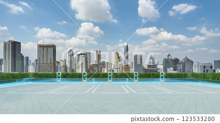 Electric vehicle charging stations powering up a sustainable cityscape 123533280
