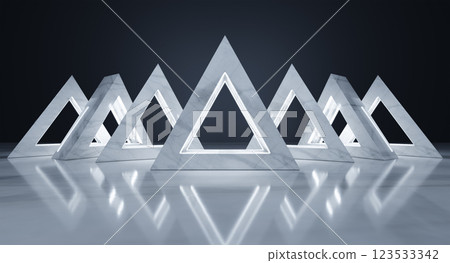 Glowing marble triangles creating a modern and minimalist atmosphere 123533342
