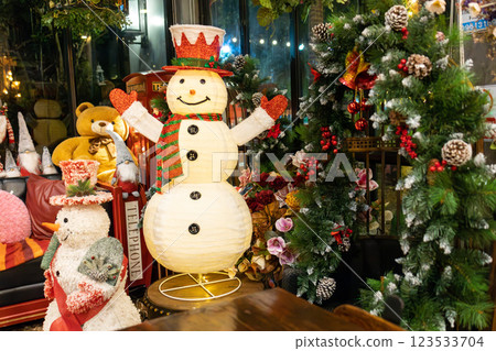 christmas snowman decoration theme 123533704