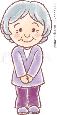 奶奶_老年婦女_全身畫像 123533748