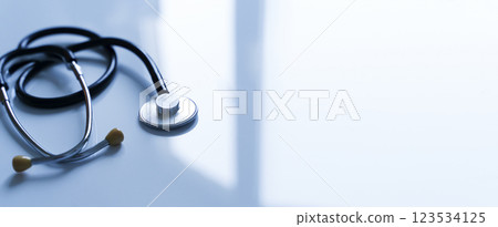 Stethoscope medical banner background. Healthcare, analysis, therapy technologies 123534125