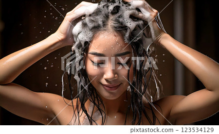 女人洗頭(人工智慧生成的圖像) 女人洗頭(人工智慧生成的圖像) 123534129