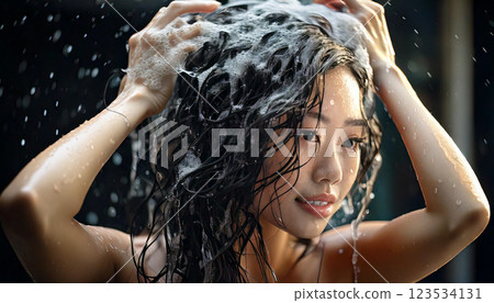 女人洗頭(人工智慧生成的圖像) 女人洗頭(人工智慧生成的圖像) 123534131