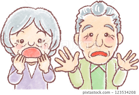 老年男女_爺爺_奶奶_驚訝的表情 123534208