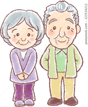 老年男女_爺爺_奶奶_全身畫像 123534212