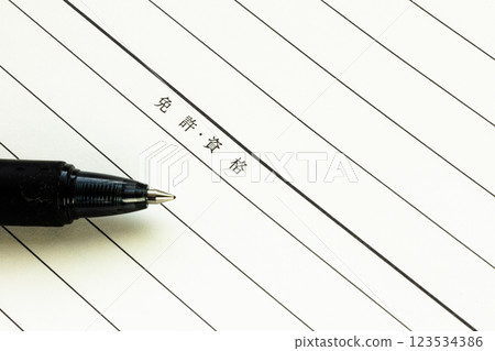 Image of the license and qualifications section of a handwritten resume Image of the license and qualifications section of a handwritten resume 123534386